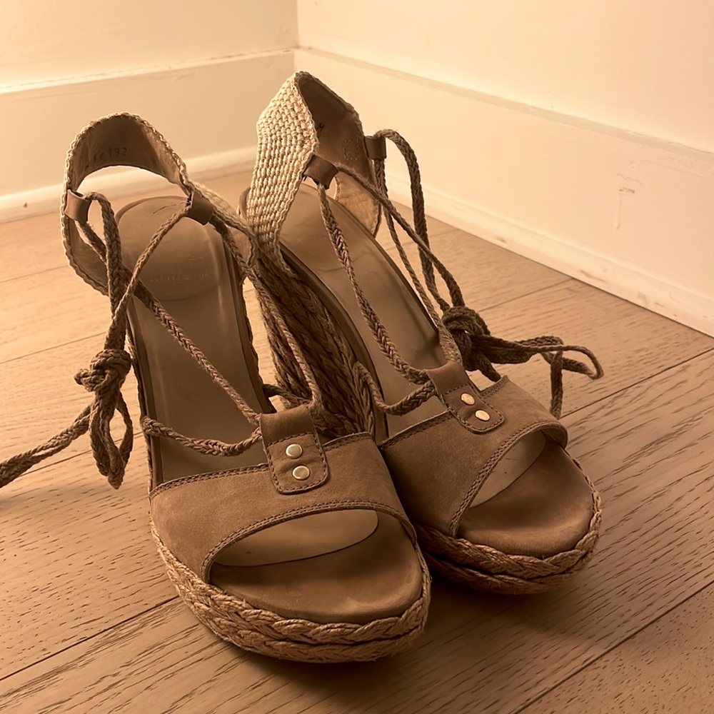 Stuart Weitzman Jute Wedge Espadrille Sandals